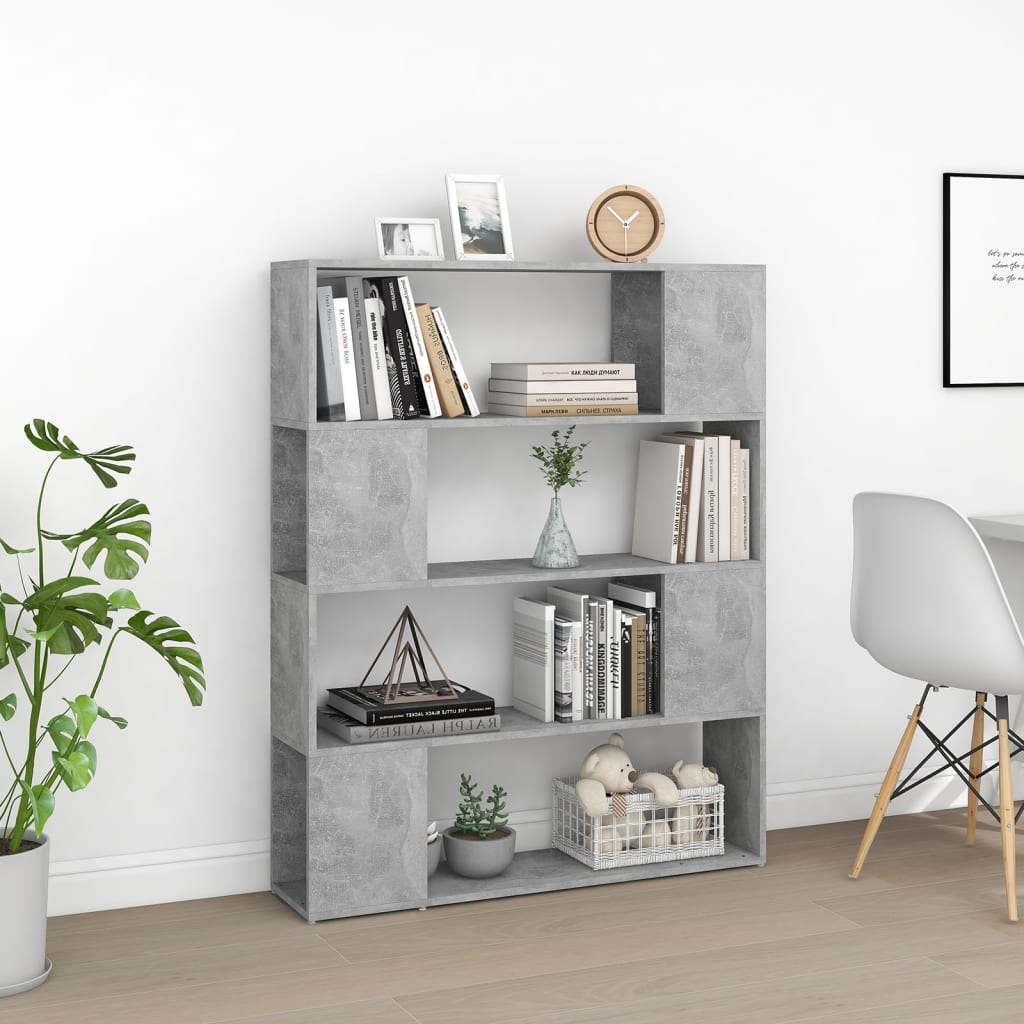 Bookcase Room Divider Concrete Grey 100x24x124 cm