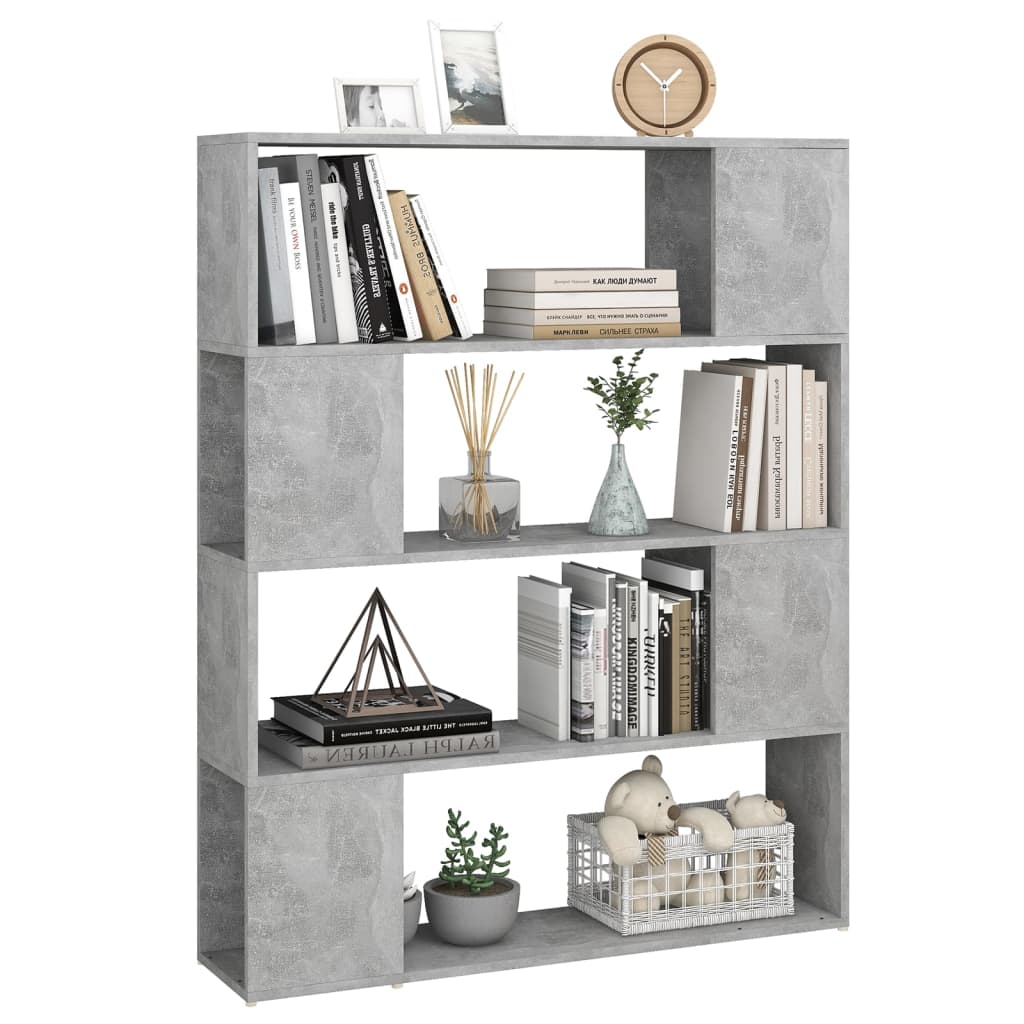 Bookcase Room Divider Concrete Grey 100x24x124 cm