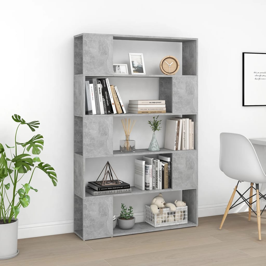 Bookcase Room Divider Concrete Grey 100x24x155 cm Wood Material