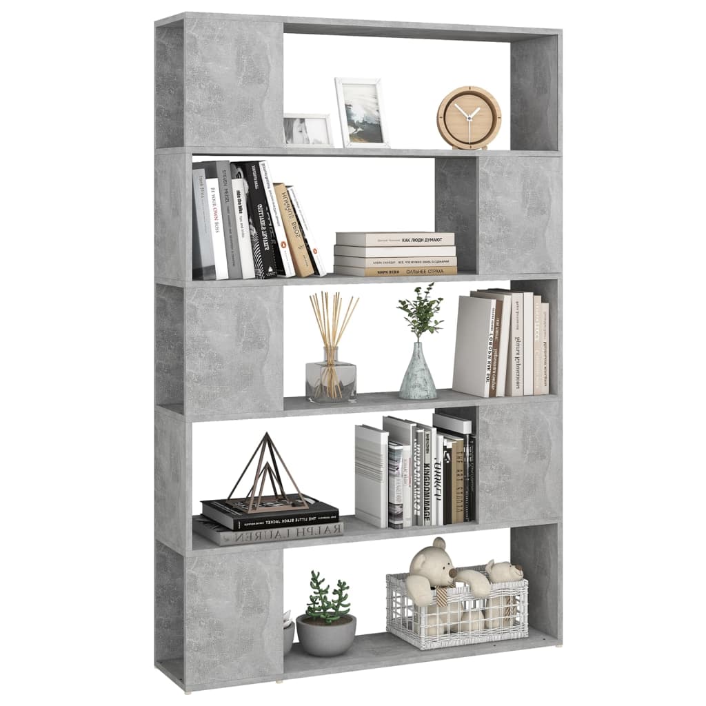 Bookcase Room Divider Concrete Grey 100x24x155 cm Wood Material