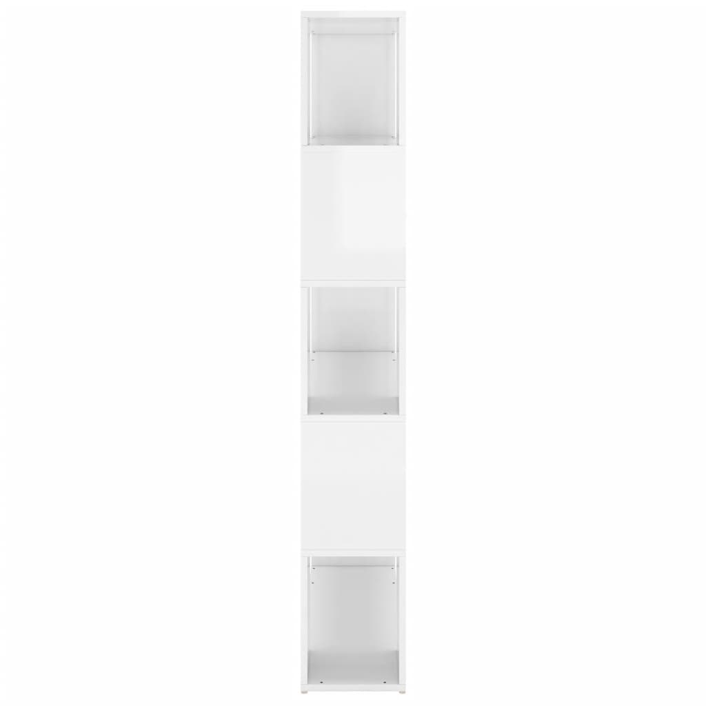 Bookcase Room Divider High Gloss White Wood Material