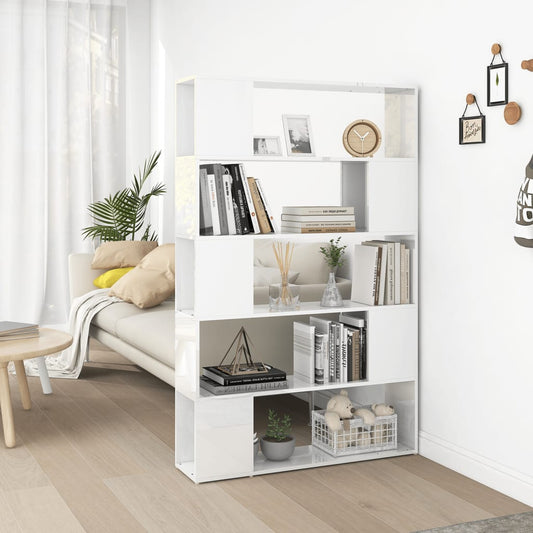 Bookcase Room Divider High Gloss White Wood Material