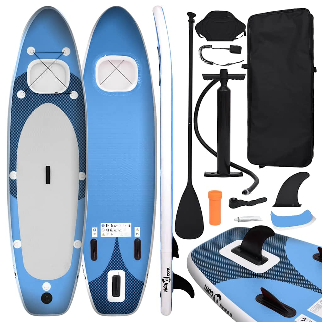 SUP-Board-Set Aufblasbar Blau 300x76x10 cm