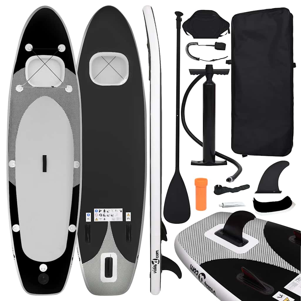 Set de planches SUP gonflable noir 300x76x10 cm