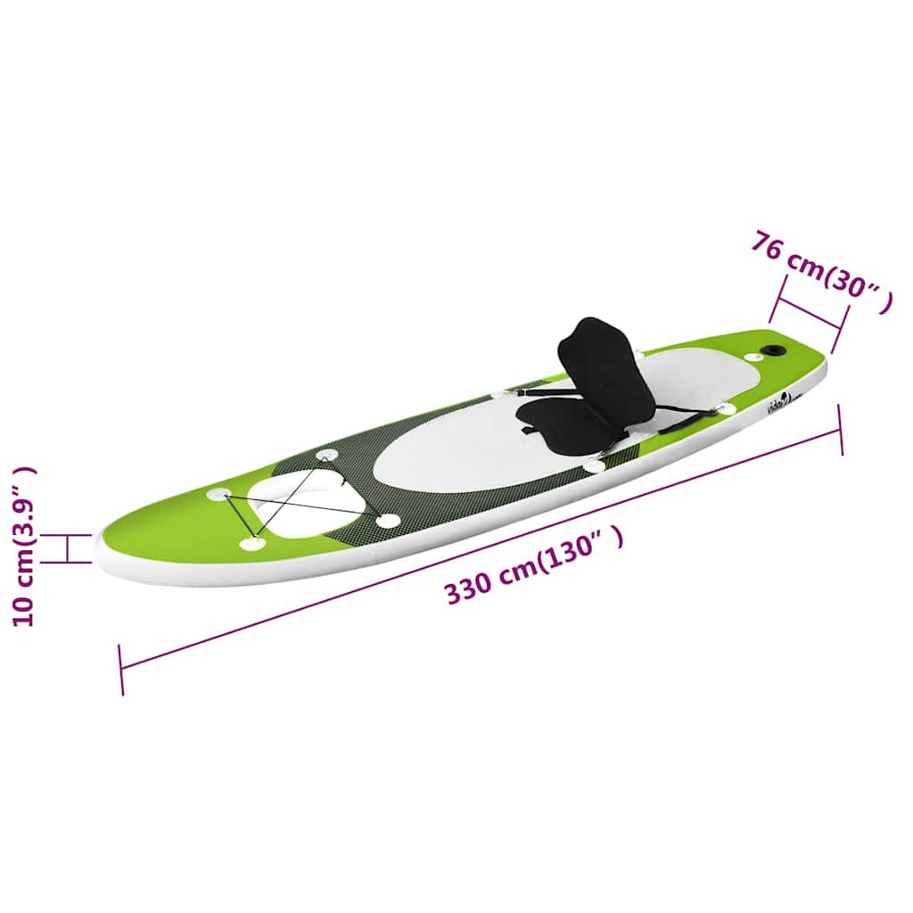 SUP-Board-Set Aufblasbar Grün 330x76x10 cm