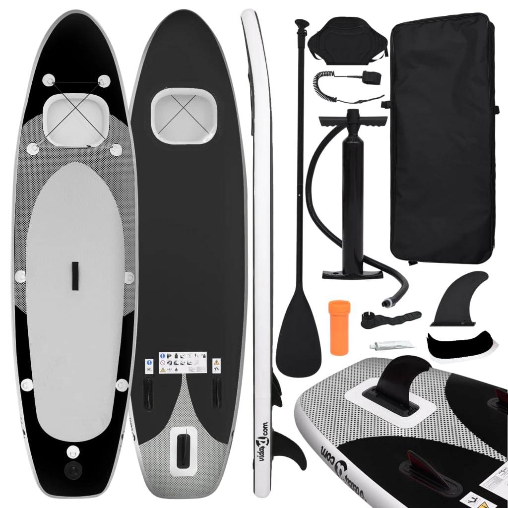 Set de planches SUP gonflable noir 330x76x10 cm