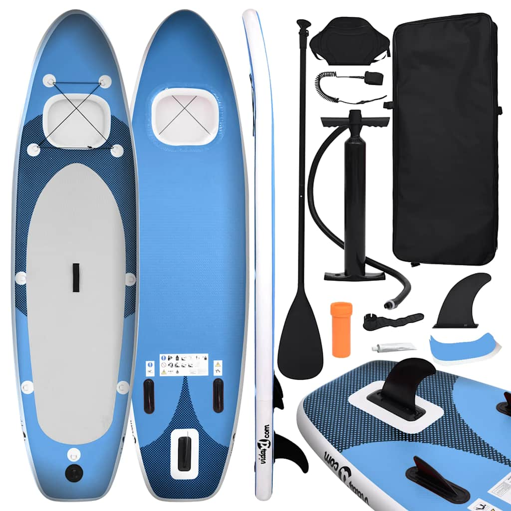 Set de planches SUP gonflable bleu marine 360x81x10 cm