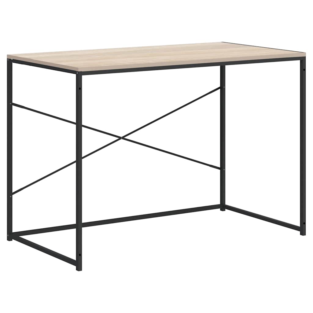 Computertisch Schwarz und Eiche-Optik 110x60x70cm Holzwerkstoff