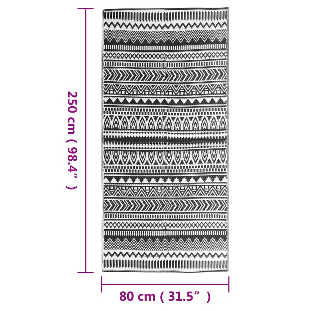 Outdoor rug ARAKIL Black 80x250 cm PP