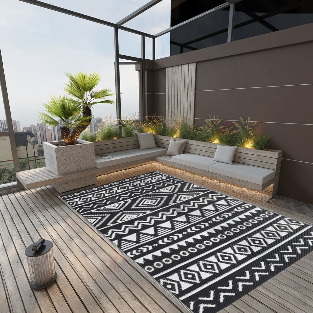 Outdoor rug ARAKIL Black 140x200 cm PP