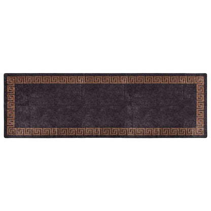 Teppich Waschbar 80x300 cm Schwarz und Golden