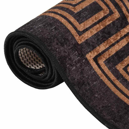 Teppich Waschbar 80x300 cm Schwarz und Golden
