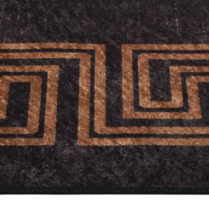 Teppich Waschbar 80x300 cm Schwarz und Golden