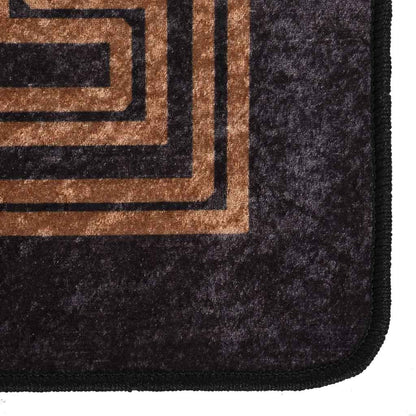 Teppich Waschbar 80x300 cm Schwarz und Golden