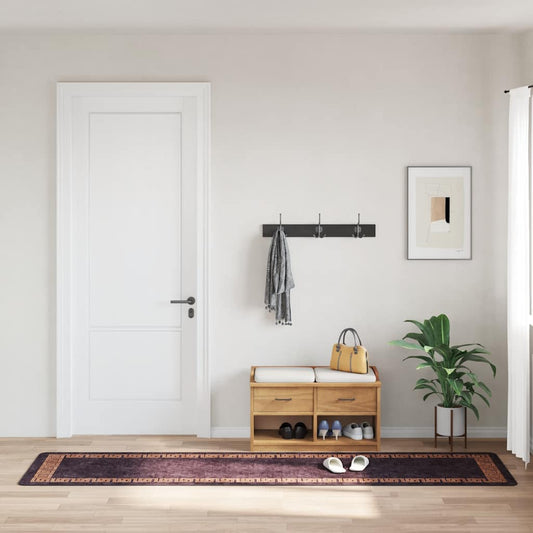 Tapis lavable 80x300 cm noir et or antidérapant