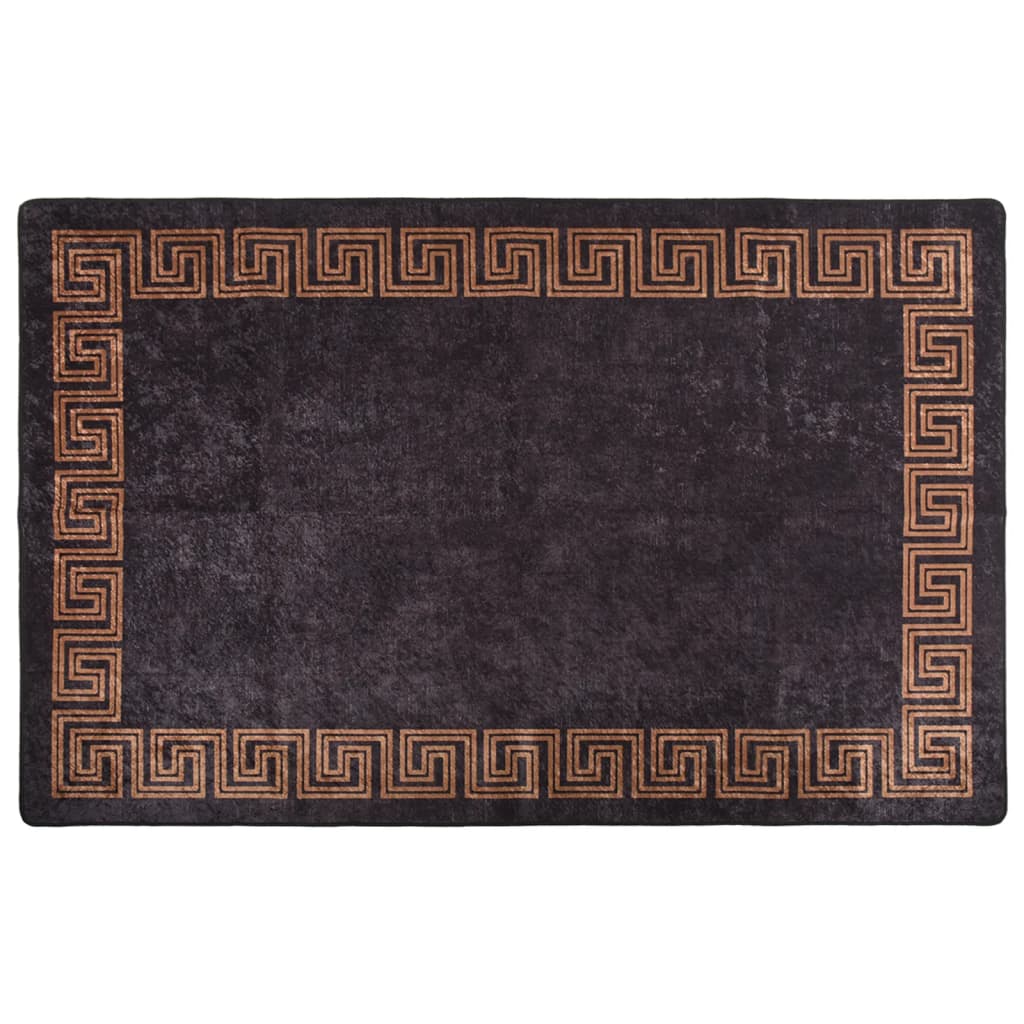 Teppich Waschbar Schwarz und Golden 160x230 cm Rutschfest