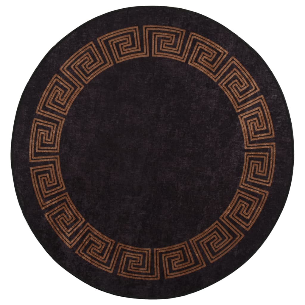 Tapis Lavable Noir et Or φ120 cm Antidérapant
