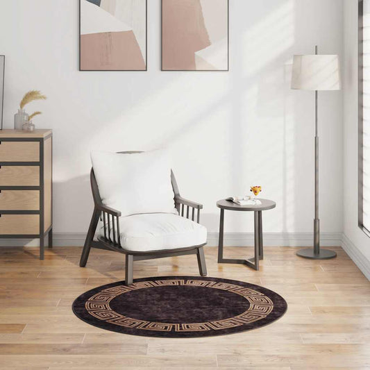 Tapis Lavable Noir et Or φ120 cm Antidérapant