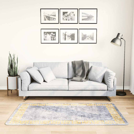Tapis lavable 80x150 cm gris antidérapant