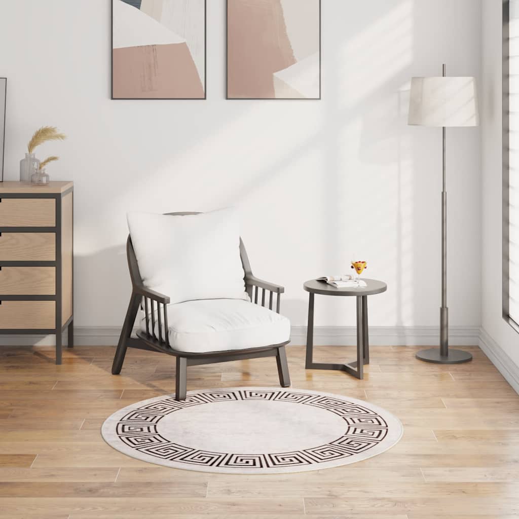 Teppich Waschbar φ120 cm Hellbeige