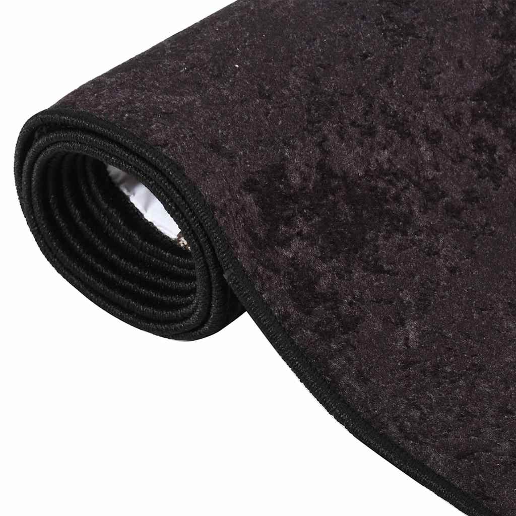 Teppich Waschbar 80x150 cm Anthrazit
