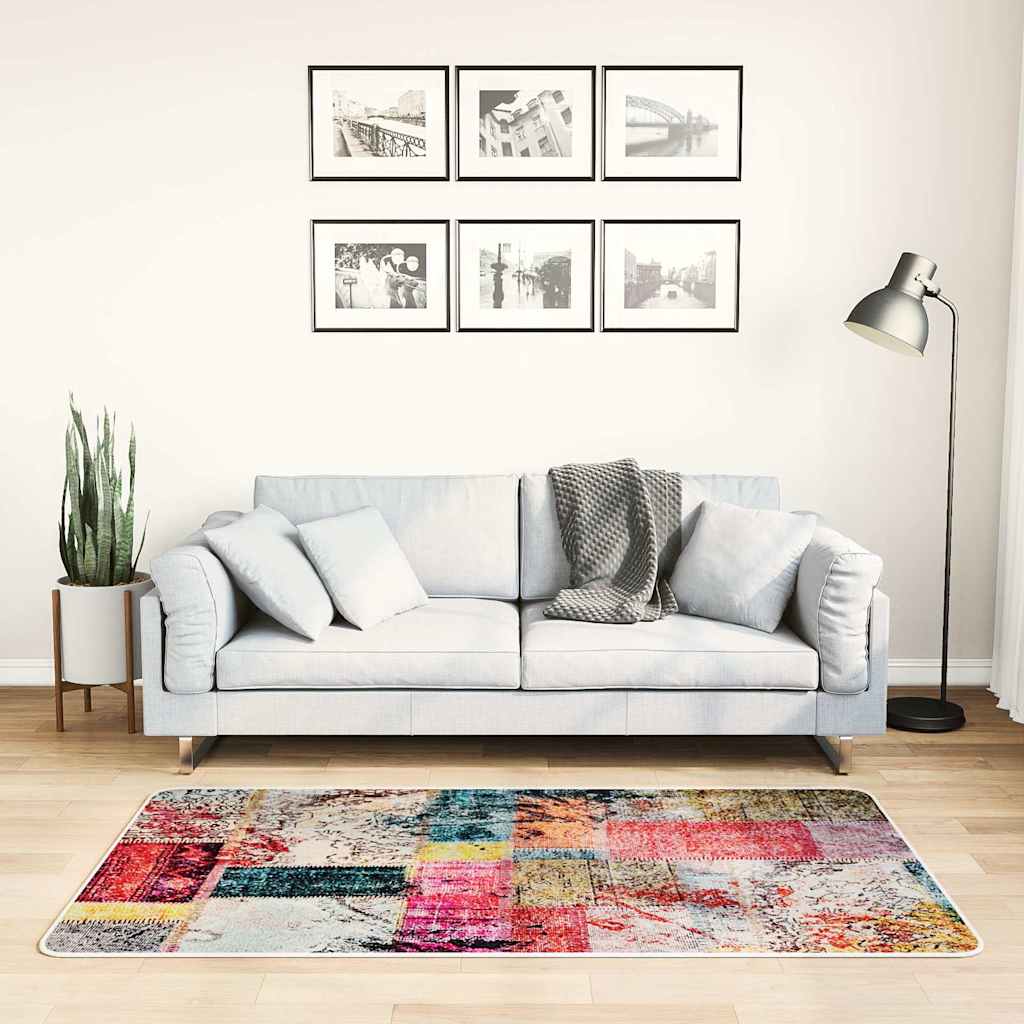 Teppich Waschbar Patchwork 80x150 cm Mehrfarbig