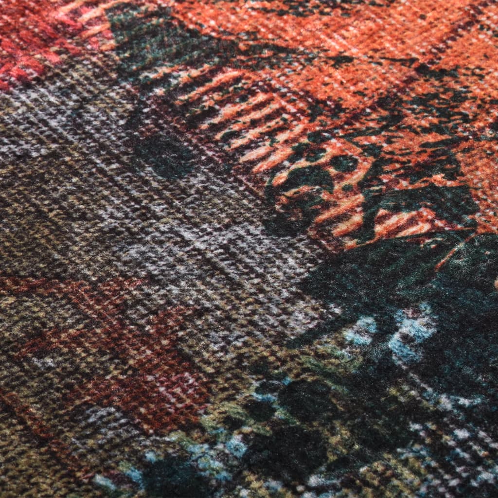 Tapis Patchwork Lavable 80x300 cm Multicolore Antidérapant