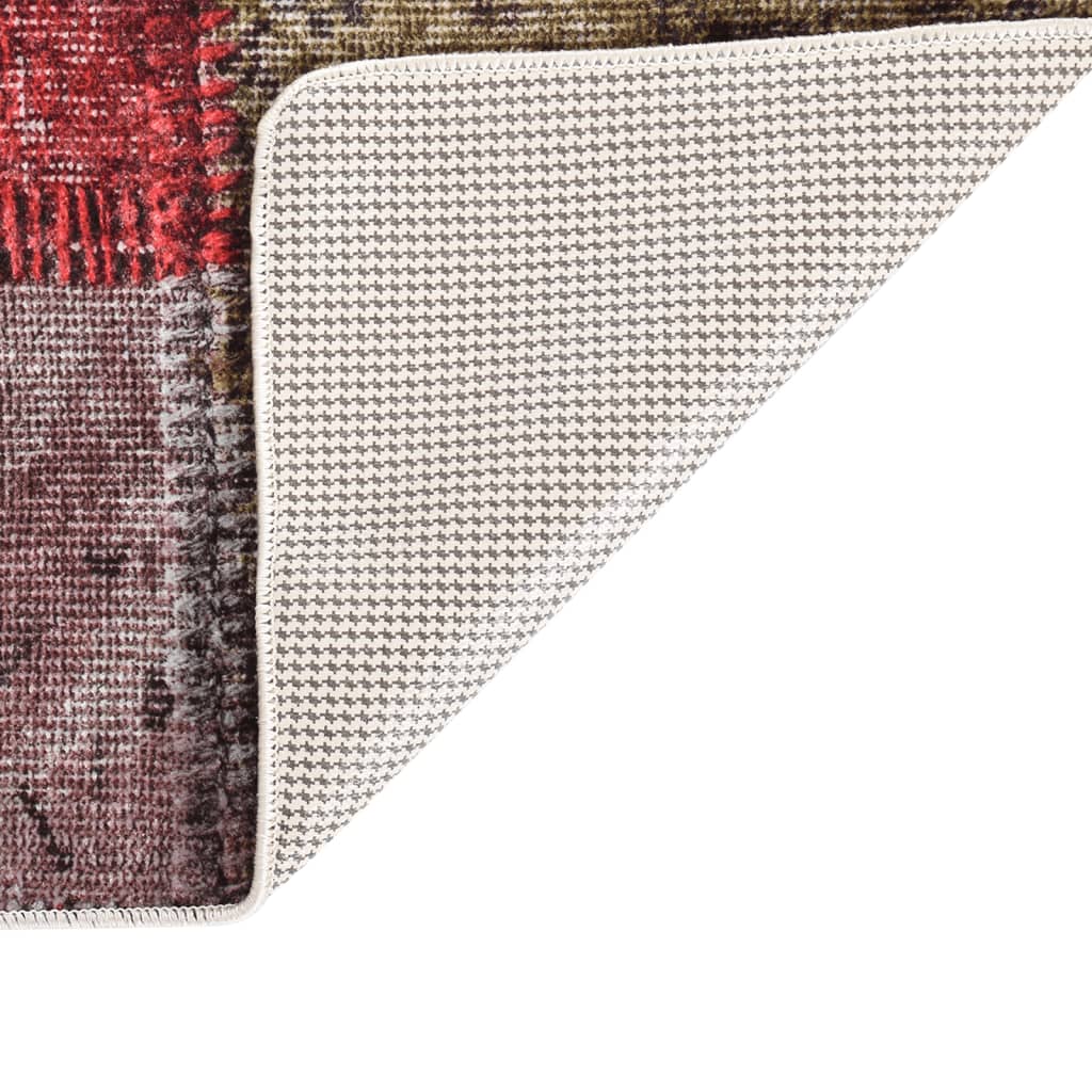 Tapis Patchwork Lavable 80x300 cm Multicolore Antidérapant