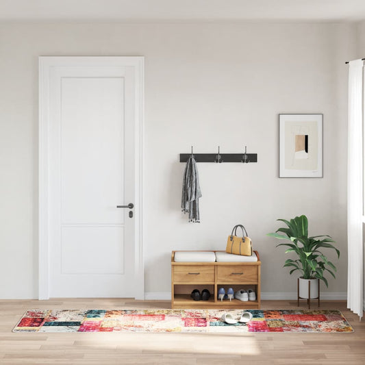 Tapis Patchwork Lavable 80x300 cm Multicolore Antidérapant