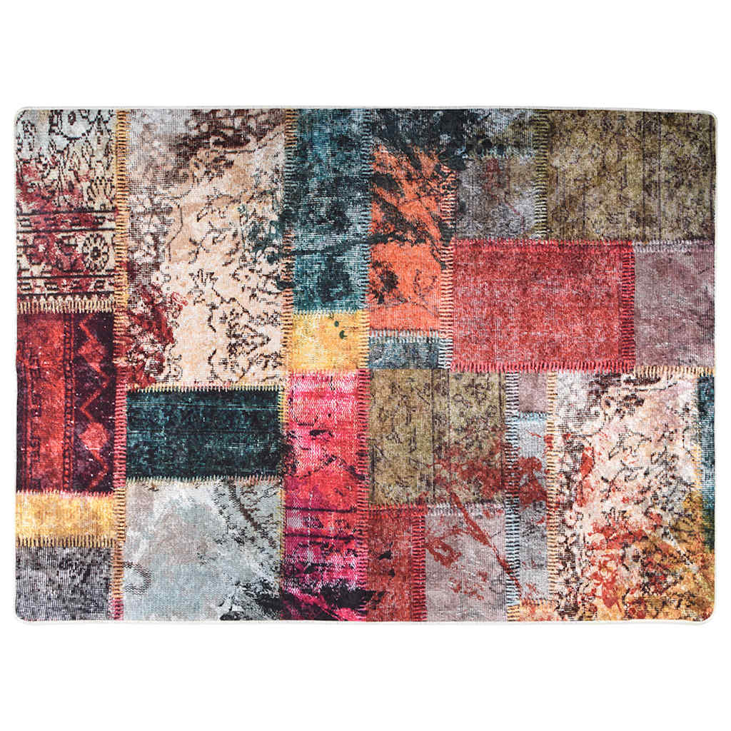 Tapis lavable patchwork multicolore 120x180 cm antidérapant