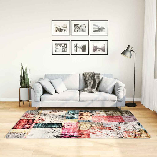 Tapis lavable patchwork multicolore 120x180 cm antidérapant