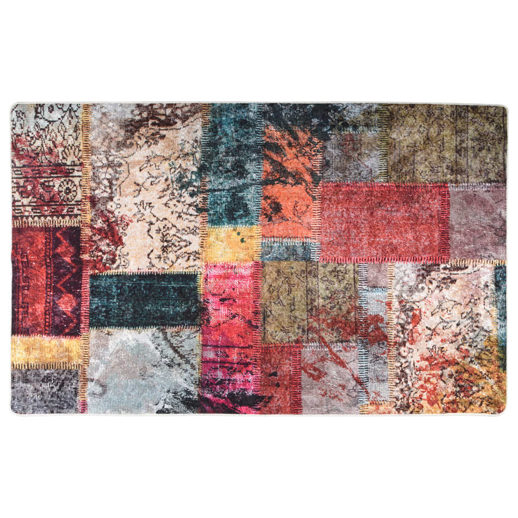 Tapis lavable patchwork multicolore 160x230 cm antidérapant