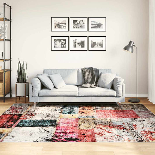 Tapis lavable patchwork multicolore 160x230 cm antidérapant