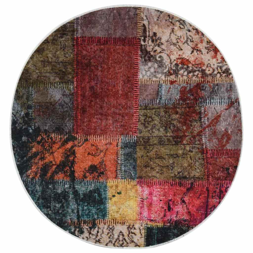 Tapis Lavable Patchwork Multicolore φ120 cm Antidérapant