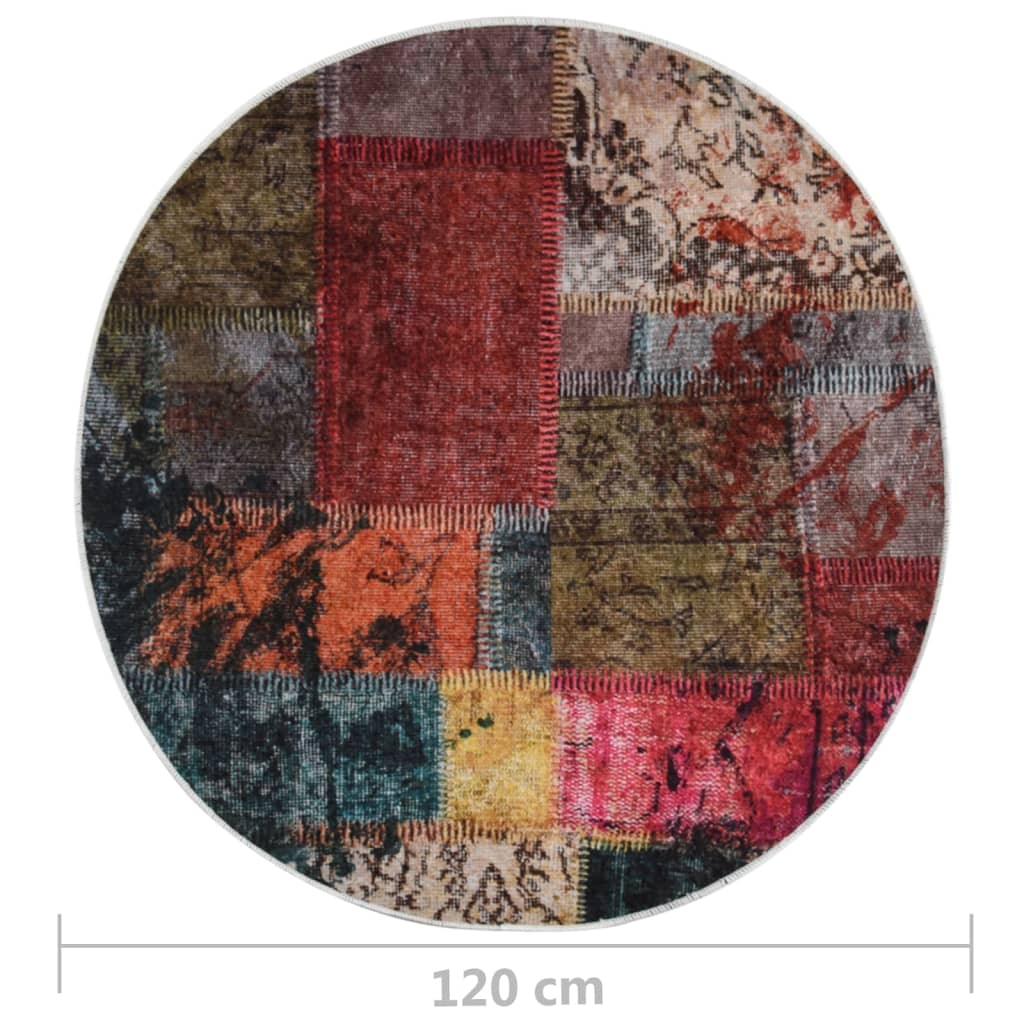 Tapis Lavable Patchwork Multicolore φ120 cm Antidérapant