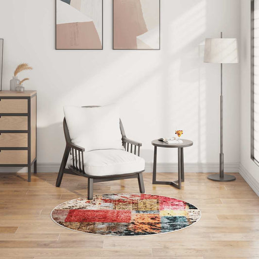 Tapis Lavable Patchwork Multicolore φ120 cm Antidérapant