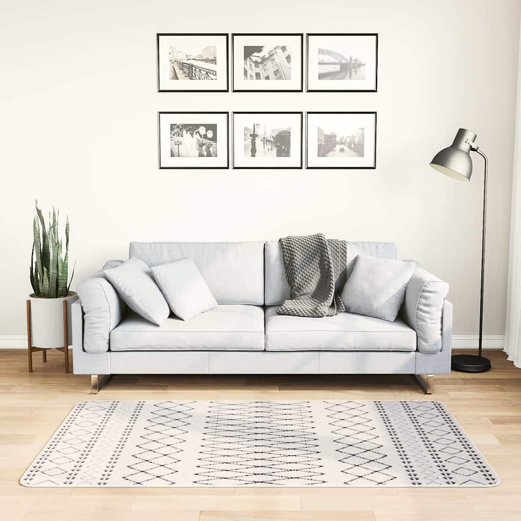 Teppich Waschbar 80x150 cm Weiß und Schwarz