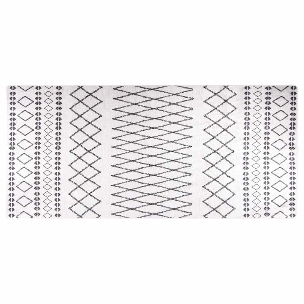 Teppich Waschbar 80x300 cm Weiß und Schwarz