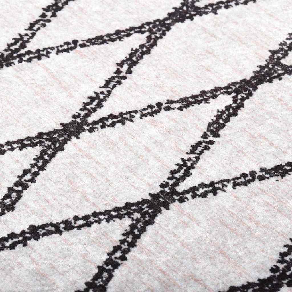 Teppich Waschbar Schwarz und Weiß 120x180 cm