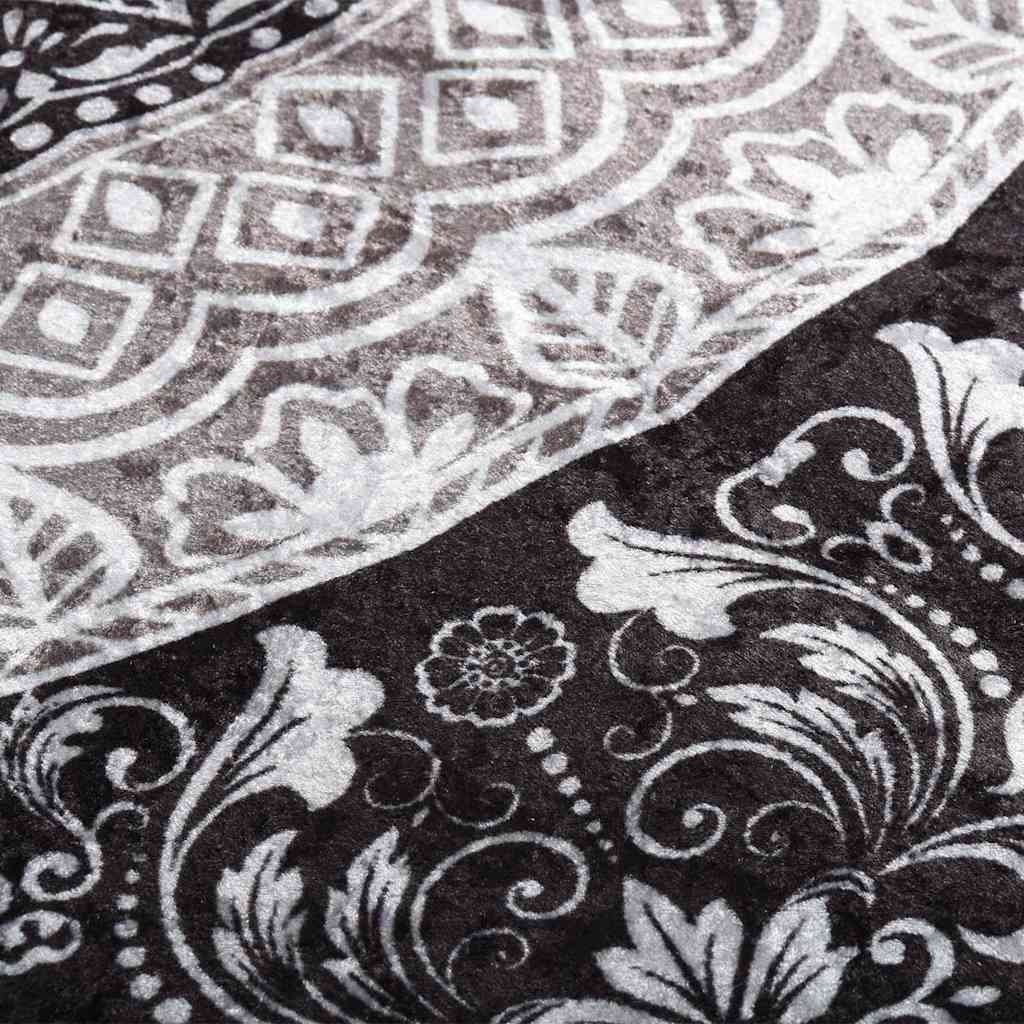 Teppich Waschbar 80x150 cm Schwarz und Grau