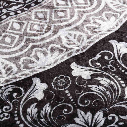 Teppich Waschbar 80x300 cm Schwarz und Grau
