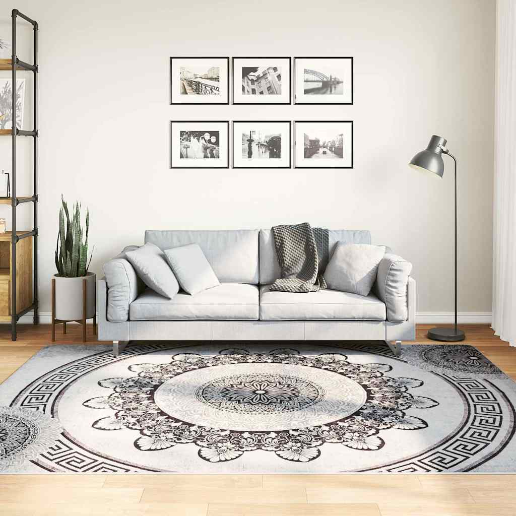 Teppich Waschbar 160x230 cm Schwarz und Grau