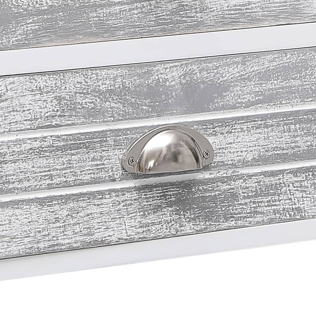 Meuble TV blanc et gris 108x30x40 cm en bois de paulownia massif