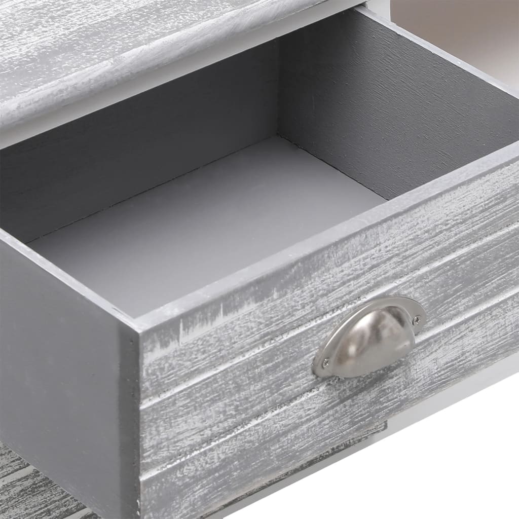 Meuble TV blanc et gris 108x30x40 cm en bois de paulownia massif