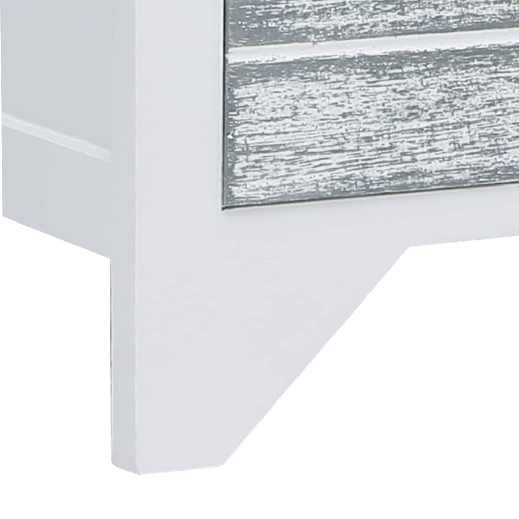 Meuble TV blanc et gris 108x30x40 cm en bois de paulownia massif