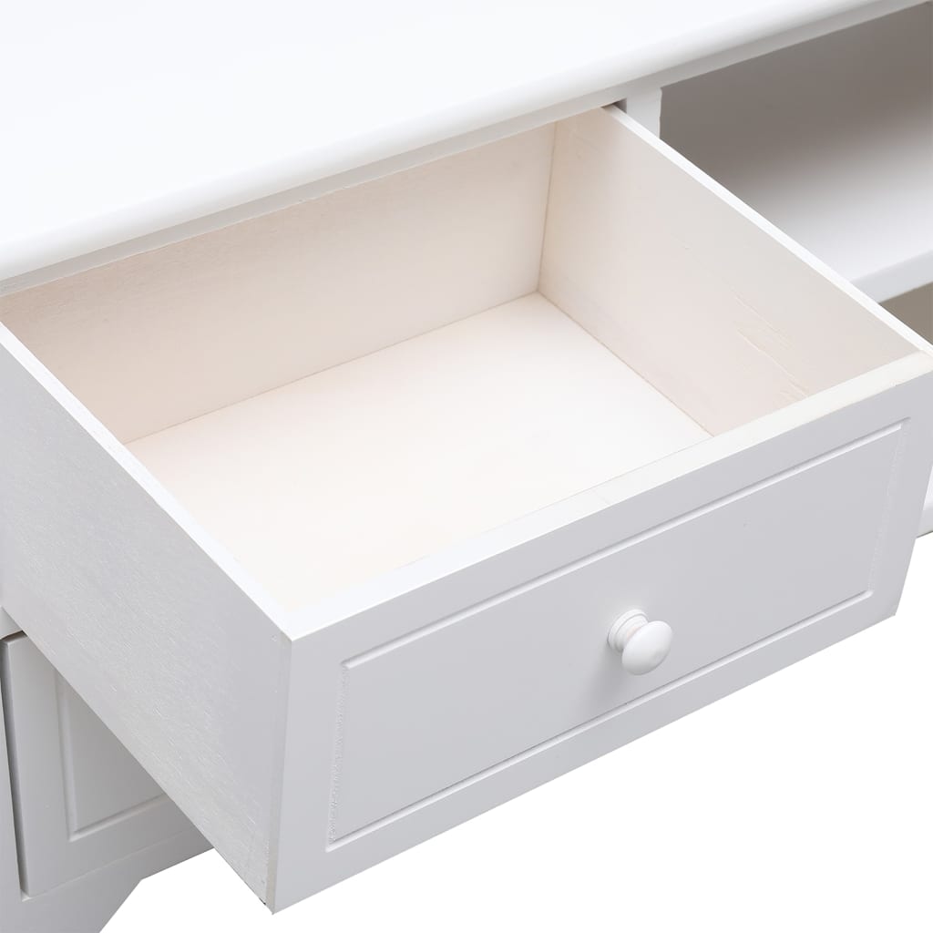 Meuble TV blanc 108x30x40 cm en bois de paulownia massif