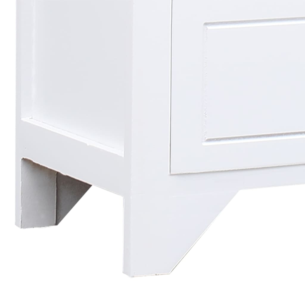 Meuble TV blanc 108x30x40 cm en bois de paulownia massif