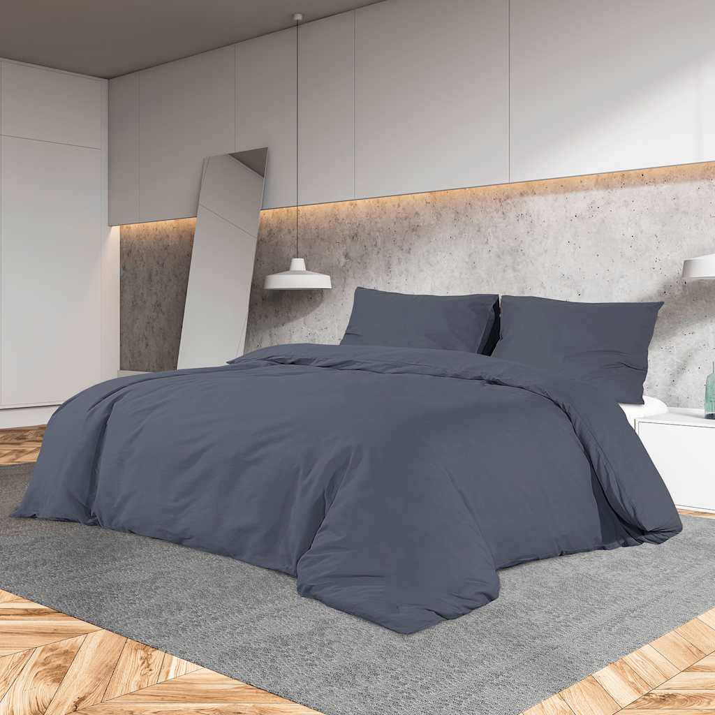 Bettwäsche-Set Anthrazit 155x220 cm Leichte Mikrofaser
