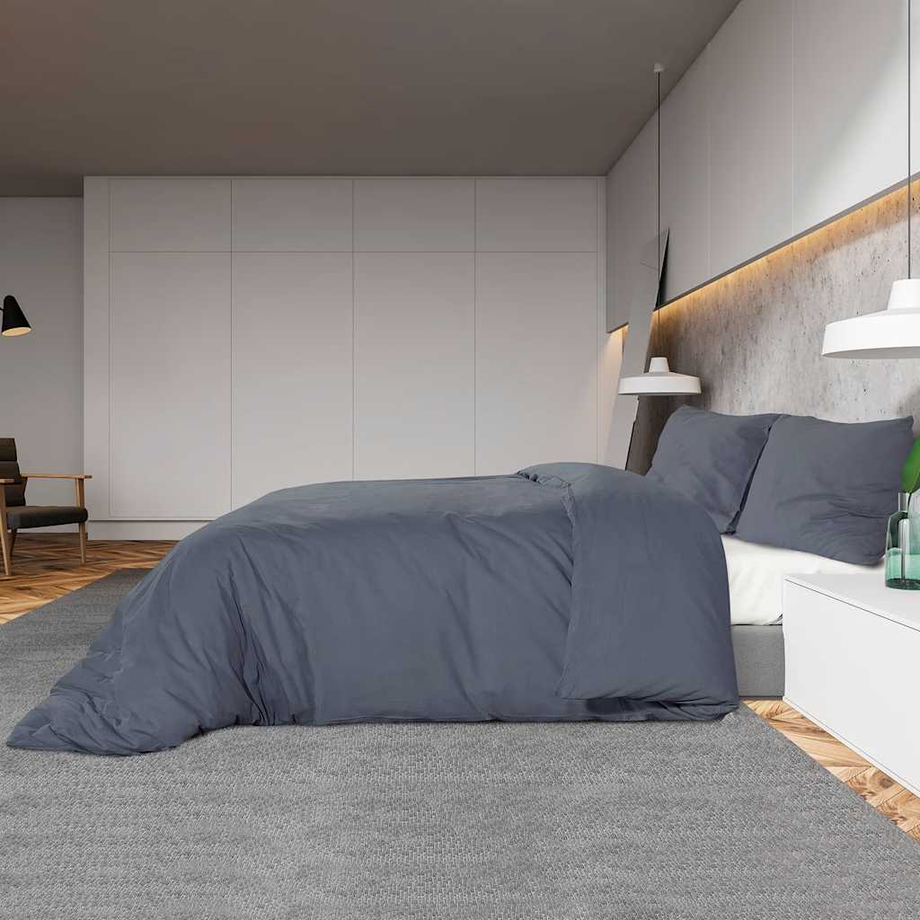 Bettwäsche-Set Anthrazit 200x200 cm Leichte Mikrofaser