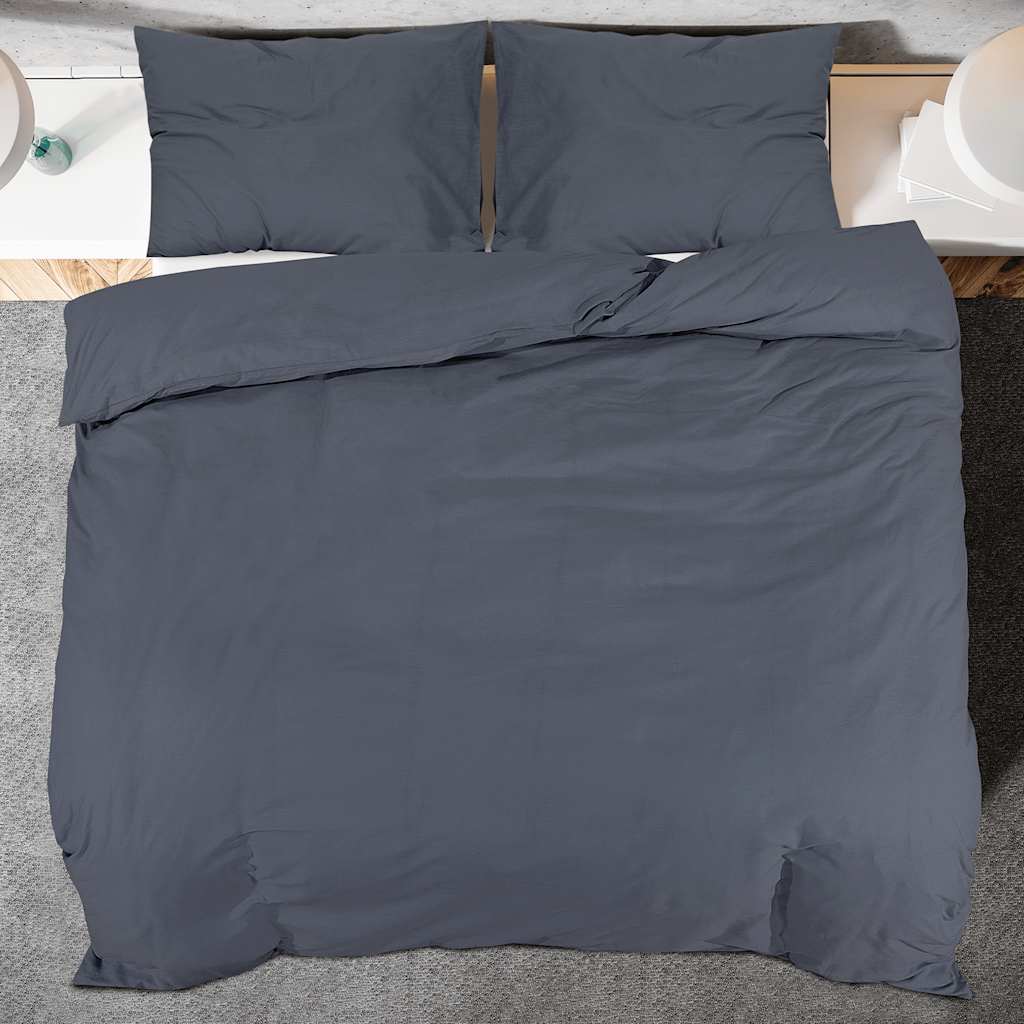 Bettwäsche-Set Anthrazit 200x200 cm Leichte Mikrofaser